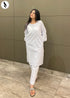 NZSC-1504 Stiched 2 Piece white Co Ord Set Cotton
